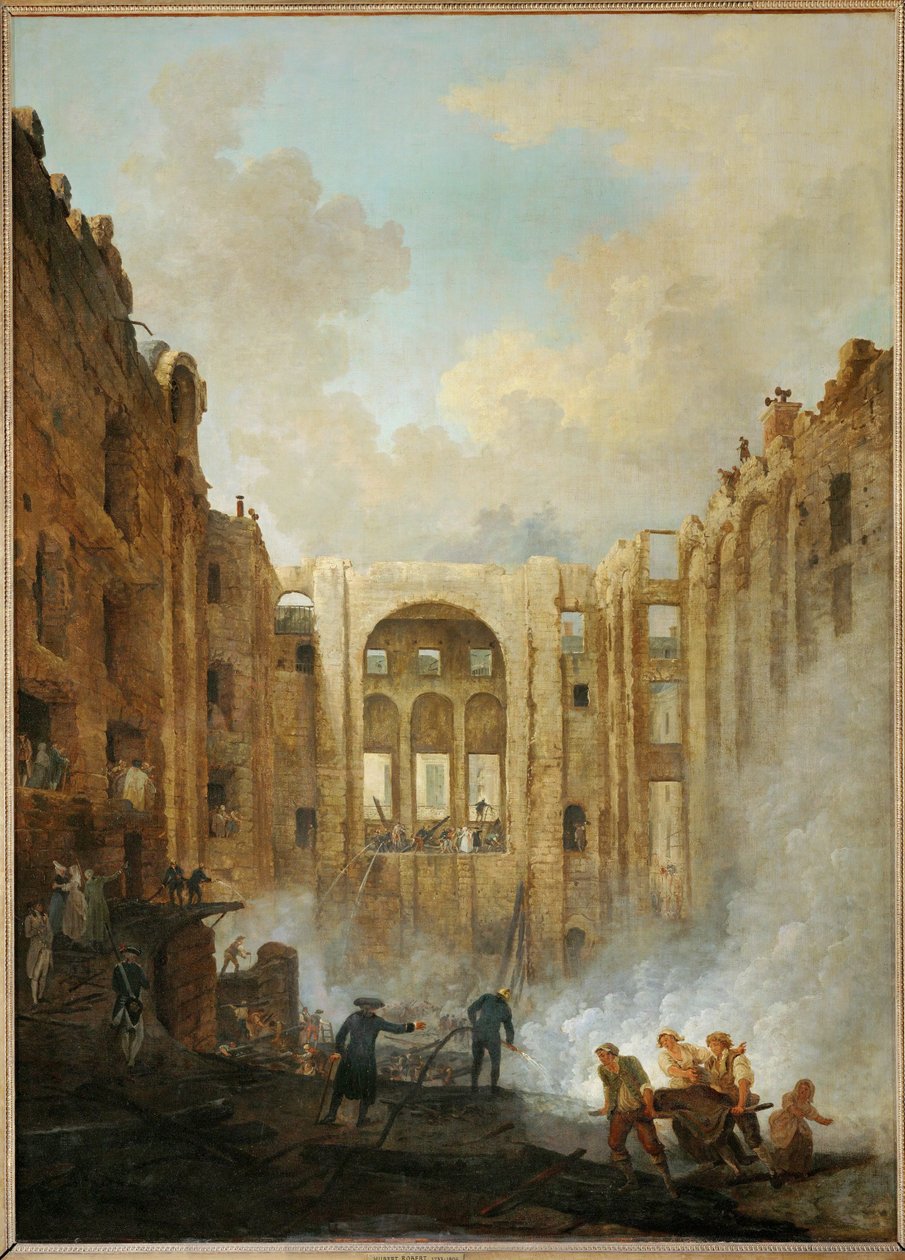 O incêndio no Palais Royal em ... de Hubert (circle of) Robert