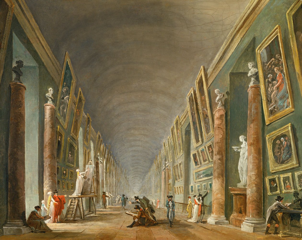La Grande Galerie du Louvre entre 1801 et 1805 - A grande galeria do Louvre entre 1801 e 1805 ... de Hubert (circle of) Robert