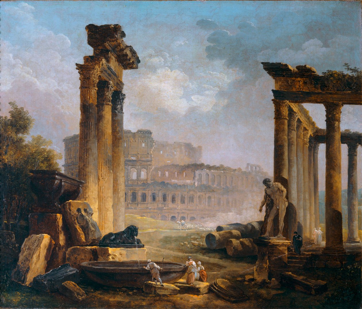 Ruines romaines avec le Colisee - Ruínas romanas com o Coliseu ... de Hubert (circle of) Robert