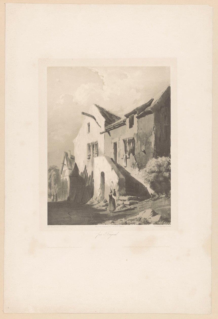 Casas perto de Bougival Pres Bougival (título no objeto) Fragmentos de paisagens (título da série) Fragments de paysages (título da série) de Hubert Clerget