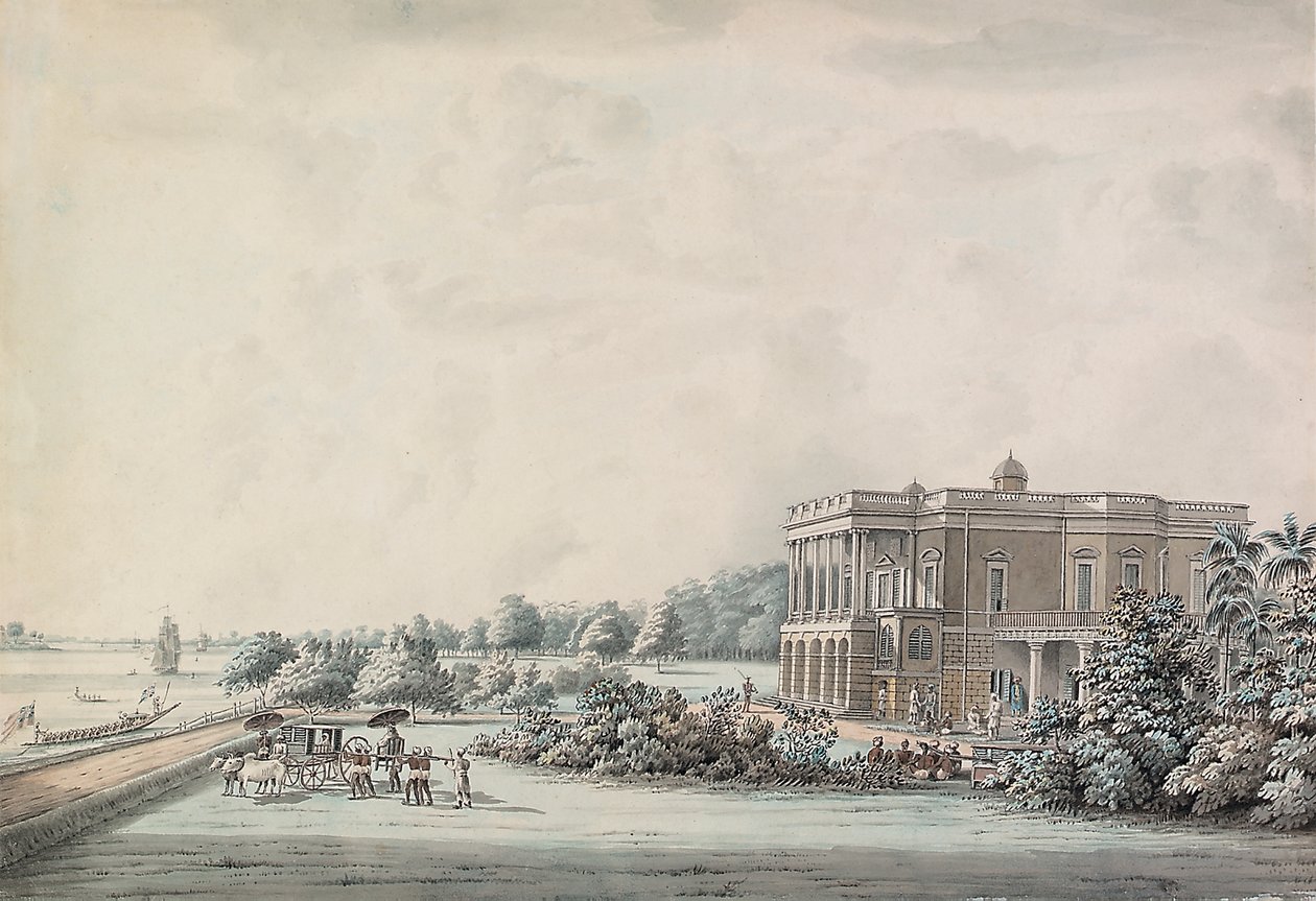 Casa do jardim de Lady Teignmouth nas margens do Hooghly, Calcutá, após 1797 de Hubert Cornish