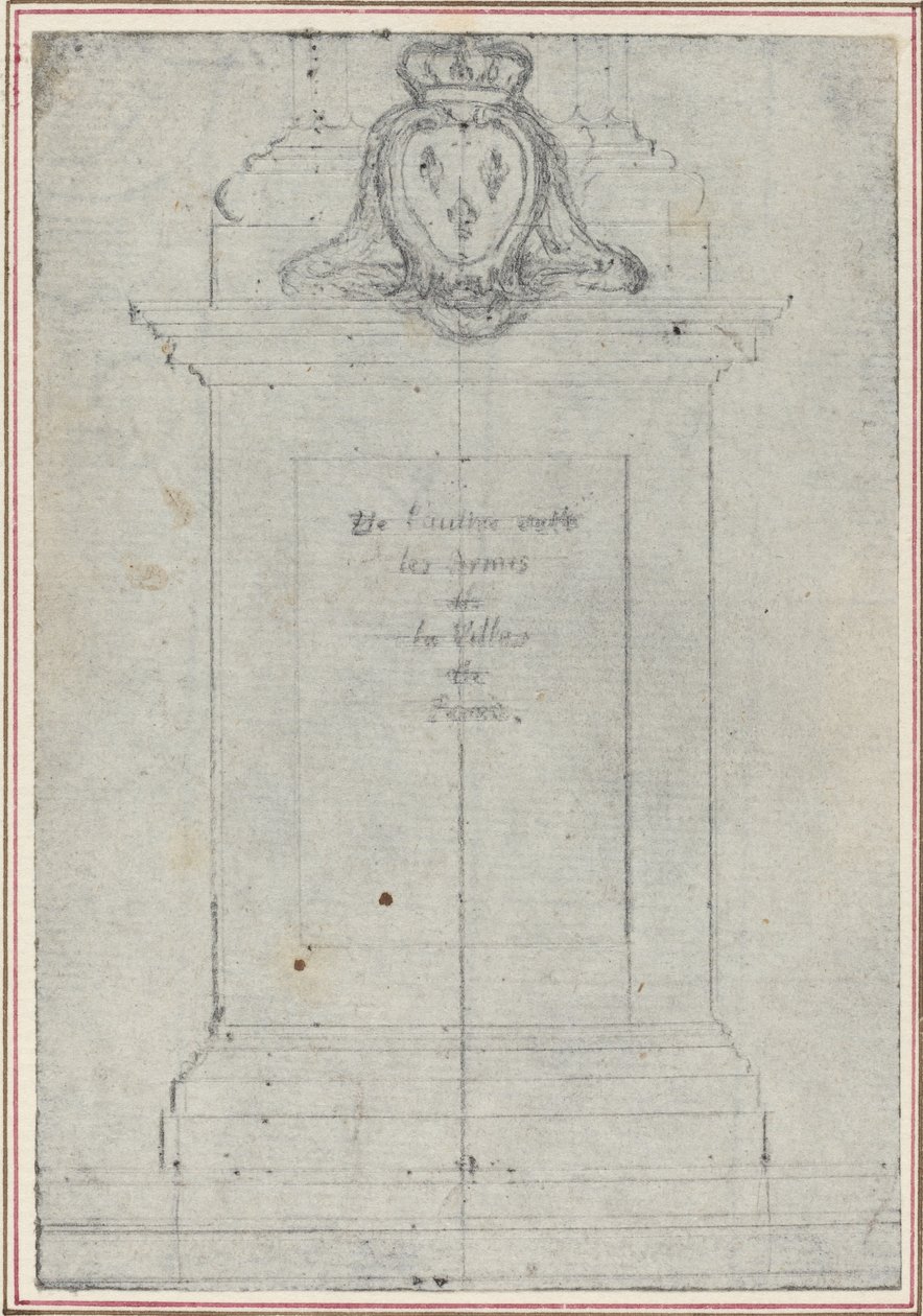 Um pedestal encimado pelas armas do rei da França de Hubert Francois Gravelot