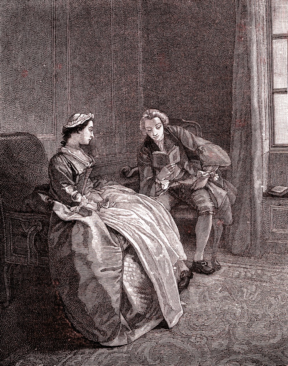 Um cavalheiro a ler no século XVIII de Hubert Francois Gravelot