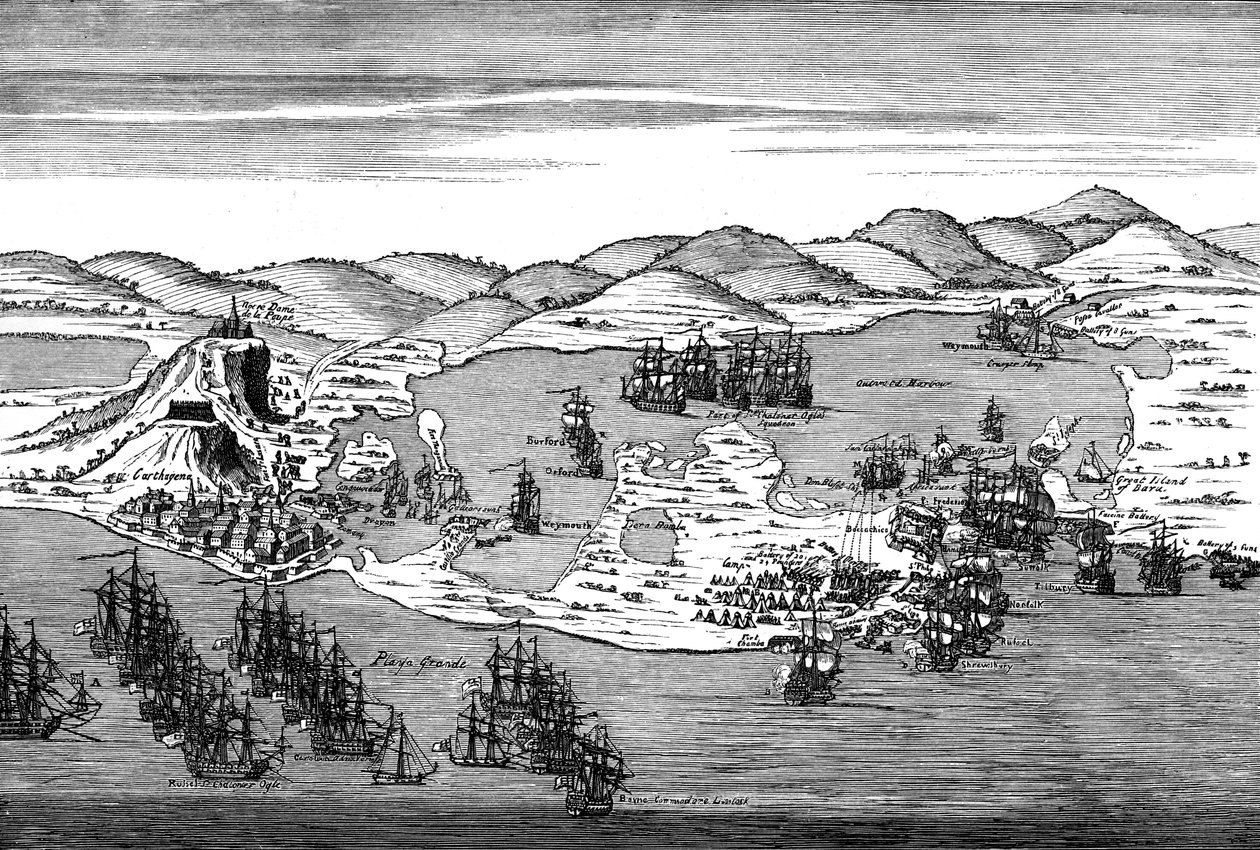 Ação em Carthagena, Colômbia de Hubert Francois Gravelot
