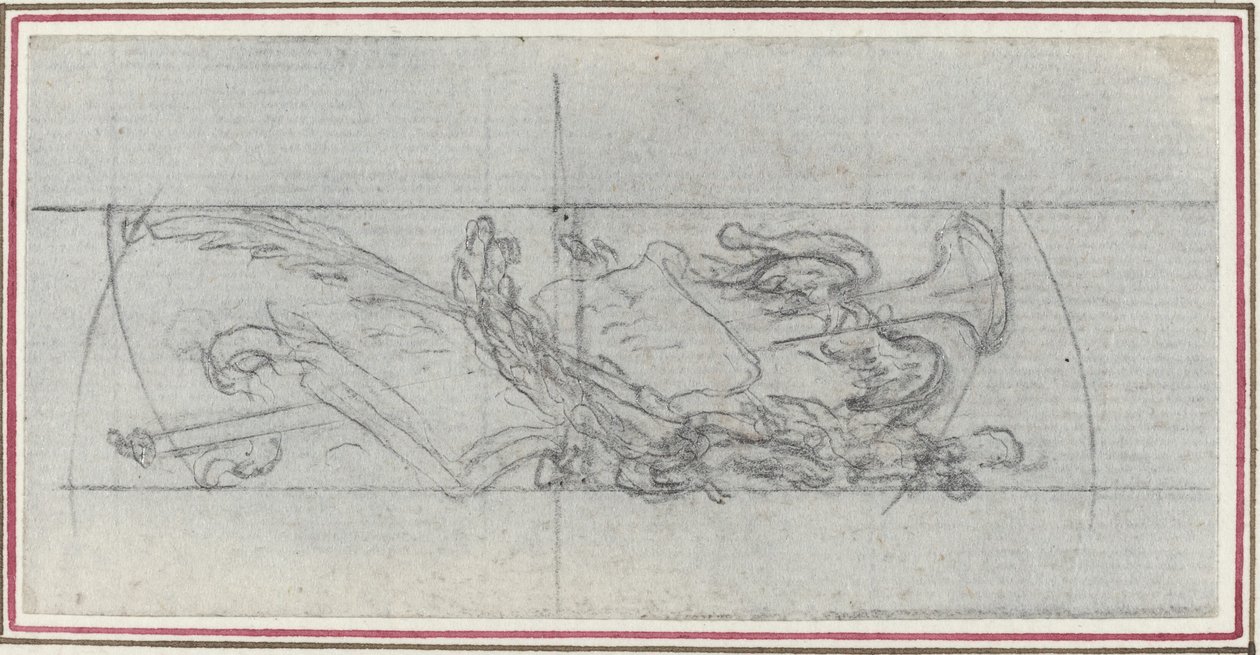 Um ornamento com símbolos de Hubert Francois Gravelot