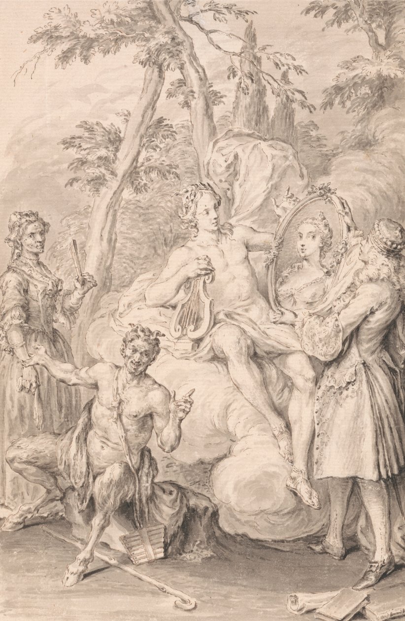 Desenho para um Frontispício: "O Brinde" de Hubert Francois Gravelot