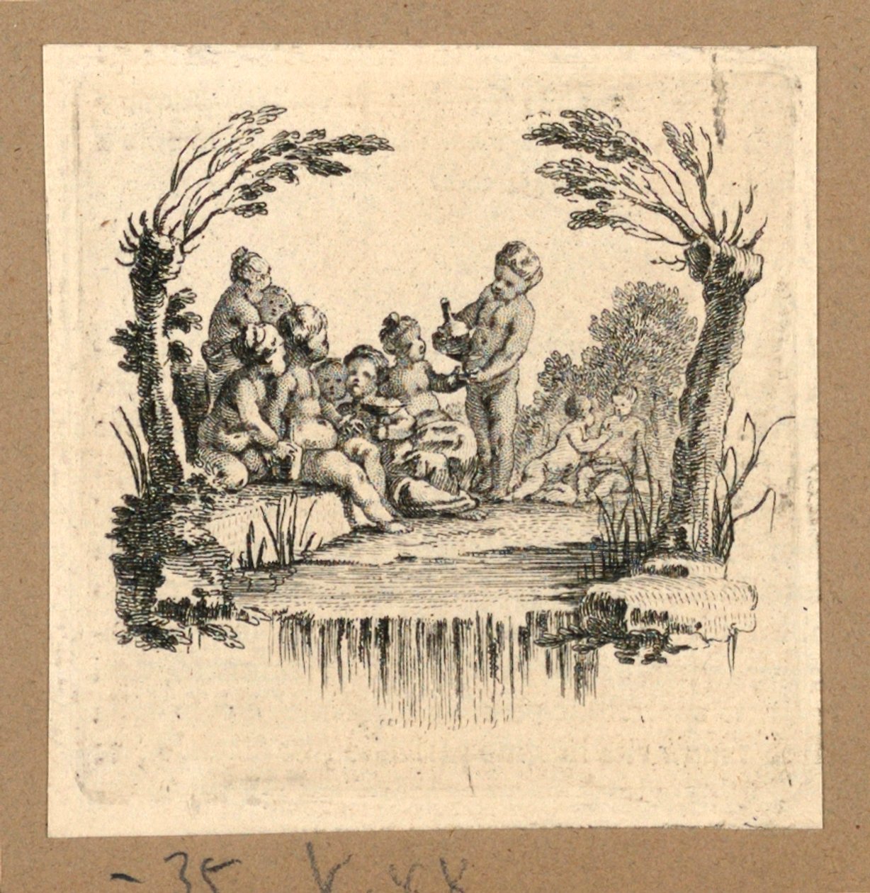 Impressão, Um grupo de crianças a beber de Hubert Francois Gravelot