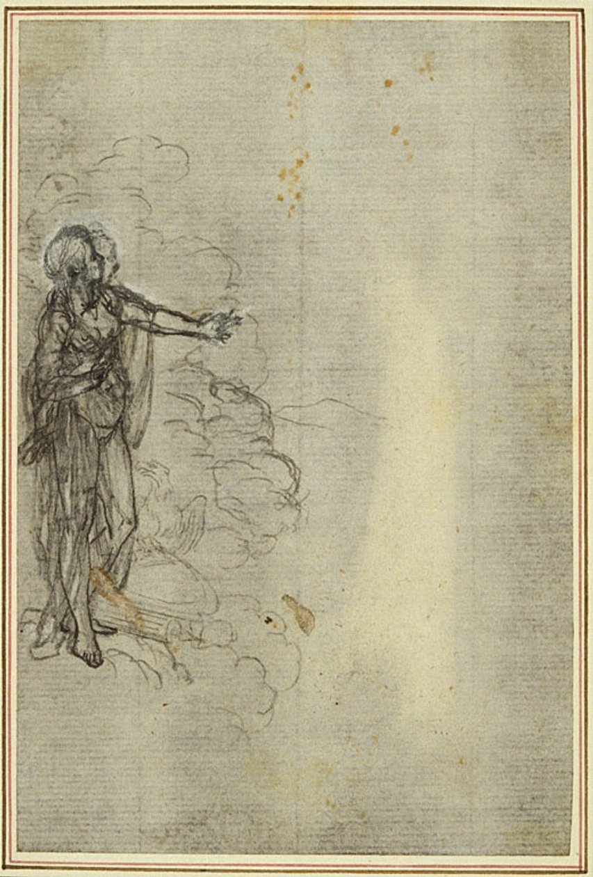 Estudo para "La Pharsale" de Lucain, Canto I, Figura feminina em pé de Hubert Francois Gravelot