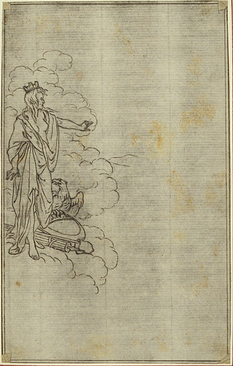 Estudo para "La Pharsale" de Lucain, Canto I, Figura feminina de pé com coroa de Hubert Francois Gravelot