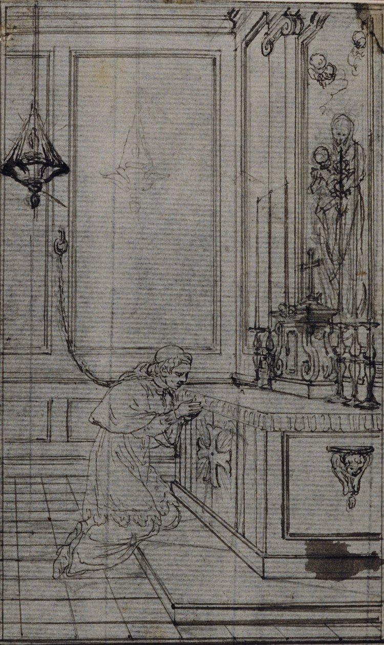 Estudo para vinheta em "Vie du Venerable don Juan de Palafox" de Abbé Dinouart, p. 256 de Hubert Francois Gravelot