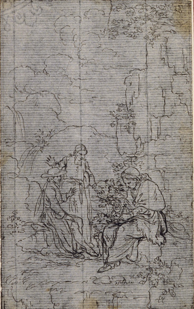 Estudo para vinheta em "Vie du Venerable don Juan de Palafox" de Abbé Dinouart, p. 391 de Hubert Francois Gravelot