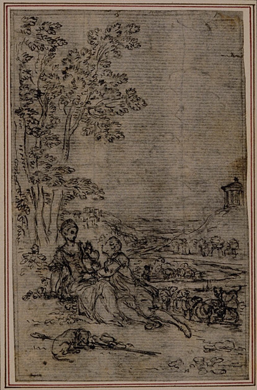 Estudo para Vinheta em "Les Amours de Mirtil", Canto I, de Fontanelle (atr.) de Hubert Francois Gravelot