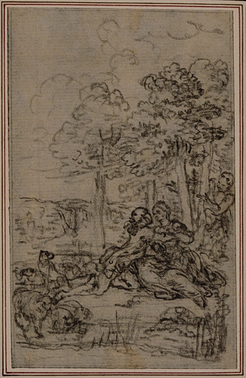 Estudo para Vinheta em "Les Amours de Mirtil" de Fontenelle (atr.), Canto IV de Hubert Francois Gravelot