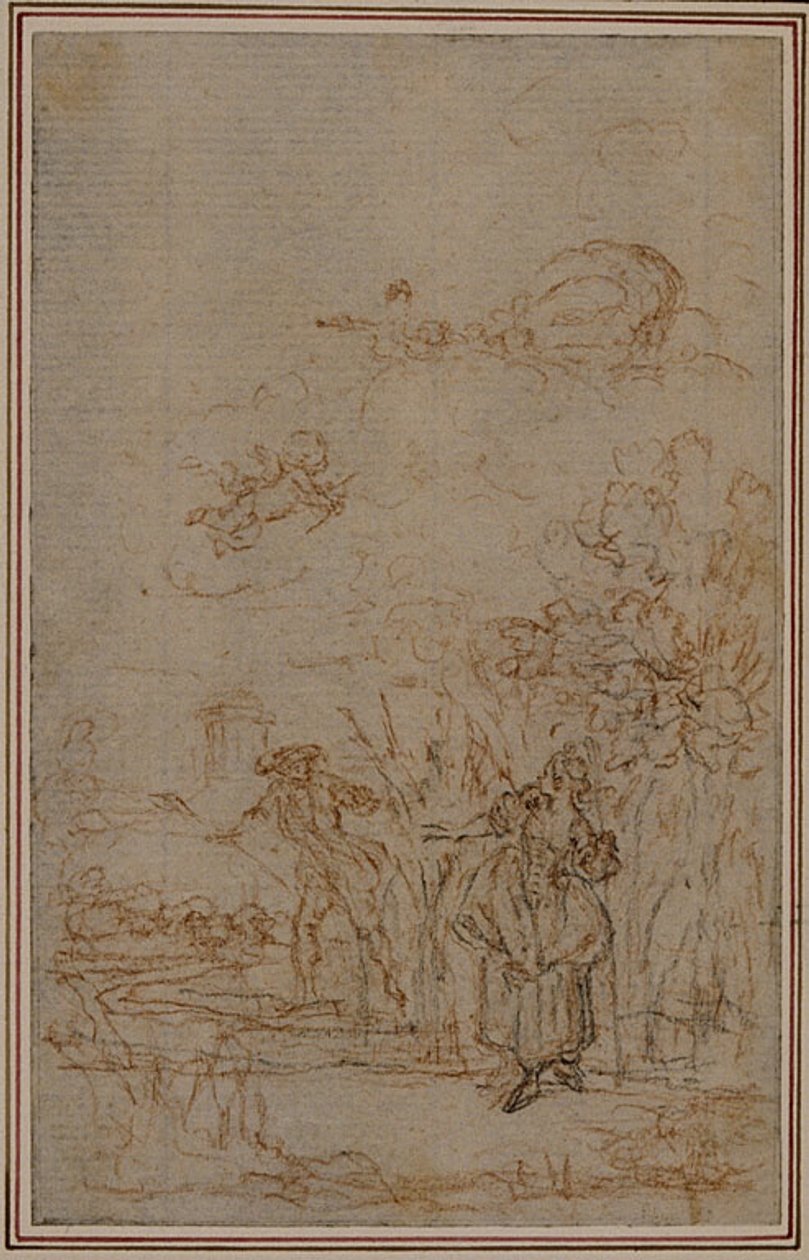 Estudo para Vinheta em "Les Amours de Mirtil" de Fontenelle (attr.), Canto V de Hubert Francois Gravelot