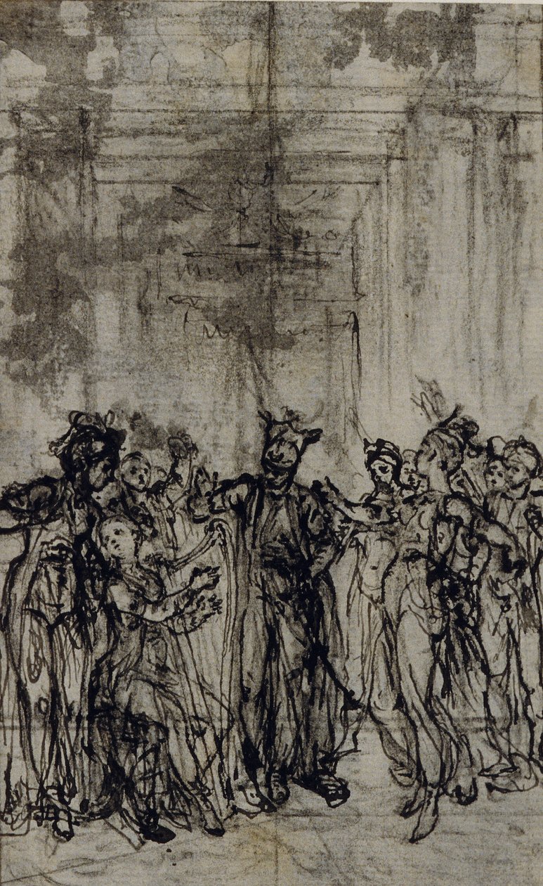 Estudo para vinheta em "Contes Moraux" de Jean François Marmontel de Hubert Francois Gravelot