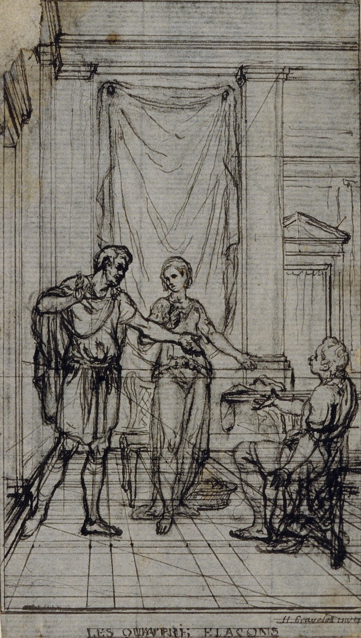 Estudo para vinheta em "Contes Moraux" de Jean François Marmontel de Hubert Francois Gravelot