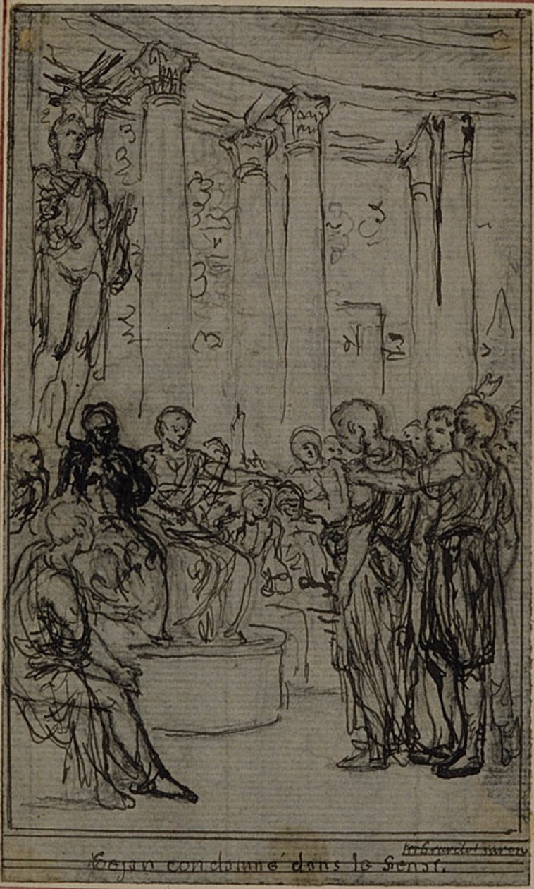 Estudo para uma ilustração em Tácito "Tiberius, or The Six First Books of the Annals", Livro V, Vol. 3, 1º Estudo de Hubert Francois Gravelot