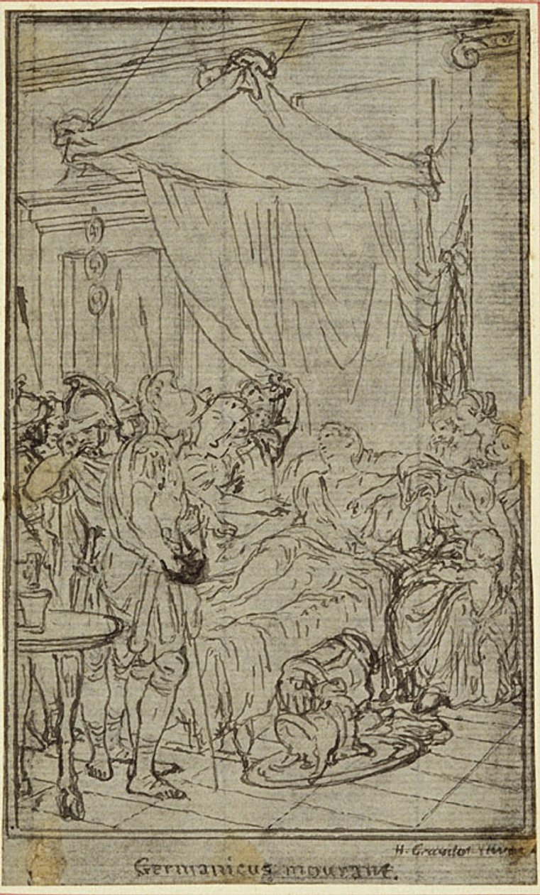 Estudo para uma ilustração em Tácito "Tiberius, or The Six First Books of the Annals" Livro II, Vol. 1 de Hubert Francois Gravelot