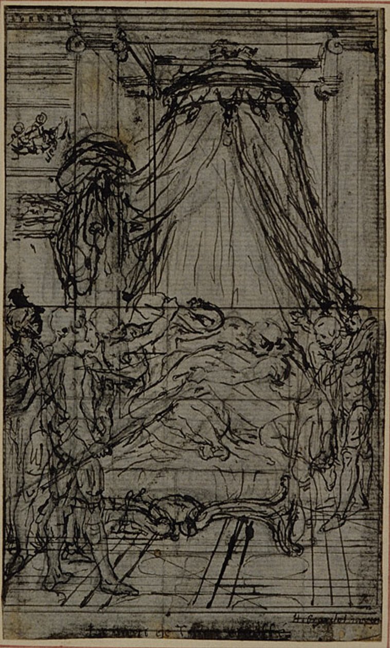 Estudo para uma ilustração em Tácito "Tiberius, or The Six First Books of the Annals", Livro VI, Vol. 3, 2º Estudo de Hubert Francois Gravelot