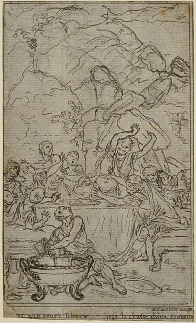 Estudo para uma ilustração em Tácito "Tiberius, or The Six First Books of the Annals", Livro IV, Vol. 2, 2º Estudo de Hubert Francois Gravelot