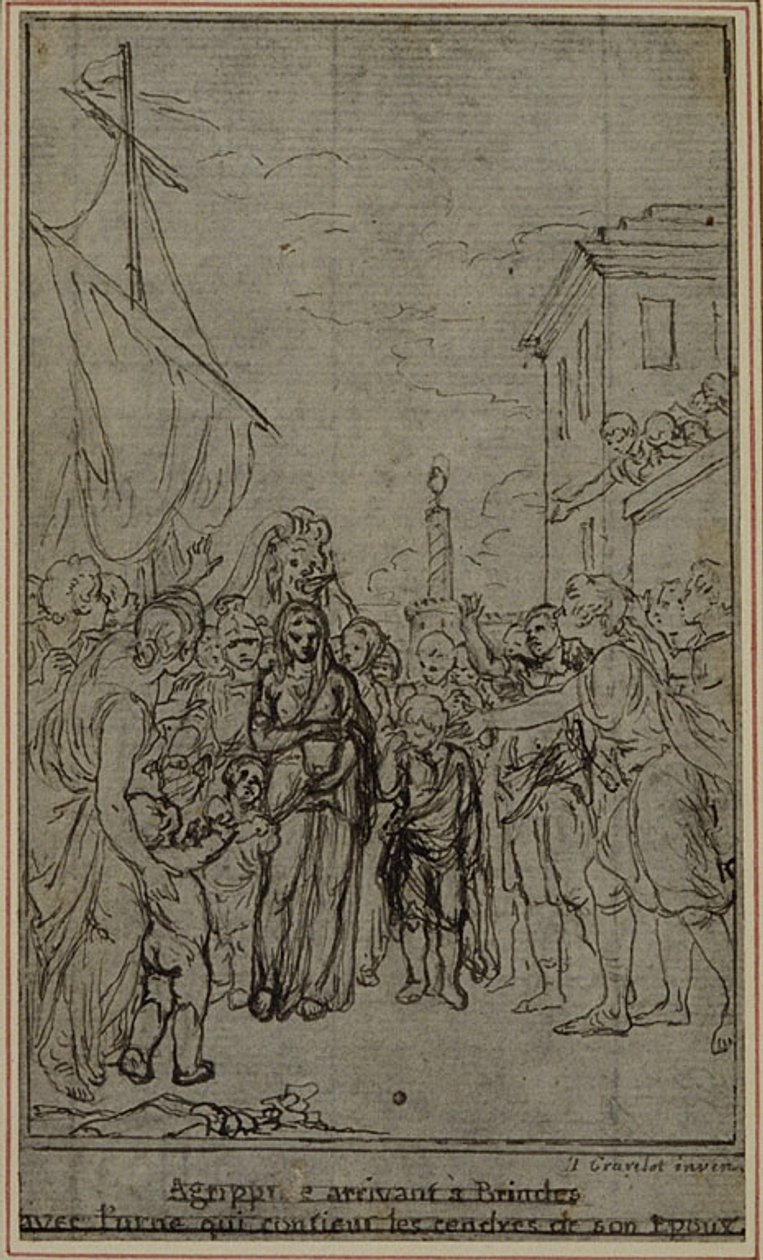 Estudo para uma ilustração em Tácito "Tiberius, or The Six First Books of the Annals", Livro III, Vol. 2, 2º Estudo de Hubert Francois Gravelot