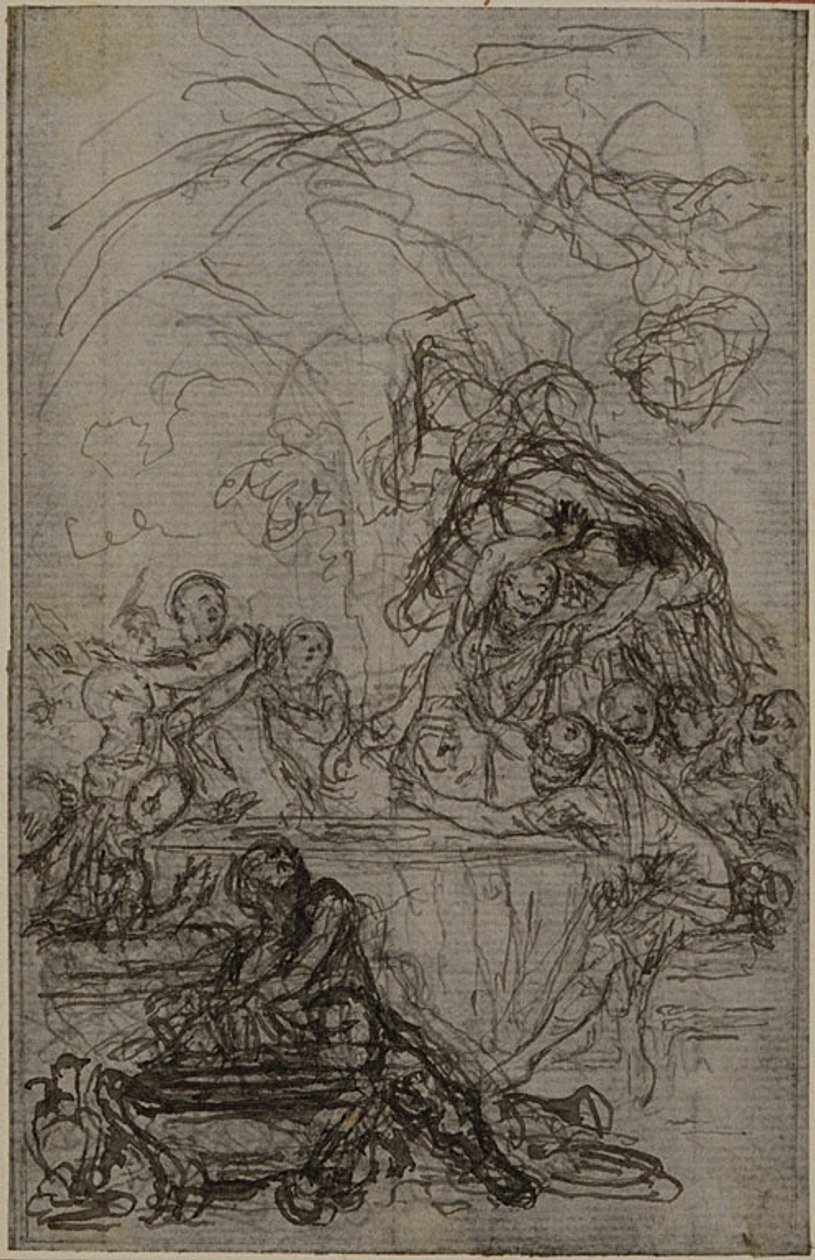 Estudo para uma ilustração em Tácito "Tiberius, or The Six First Books of the Annals", Livro IV, Vol. 2, 1º Estudo de Hubert Francois Gravelot