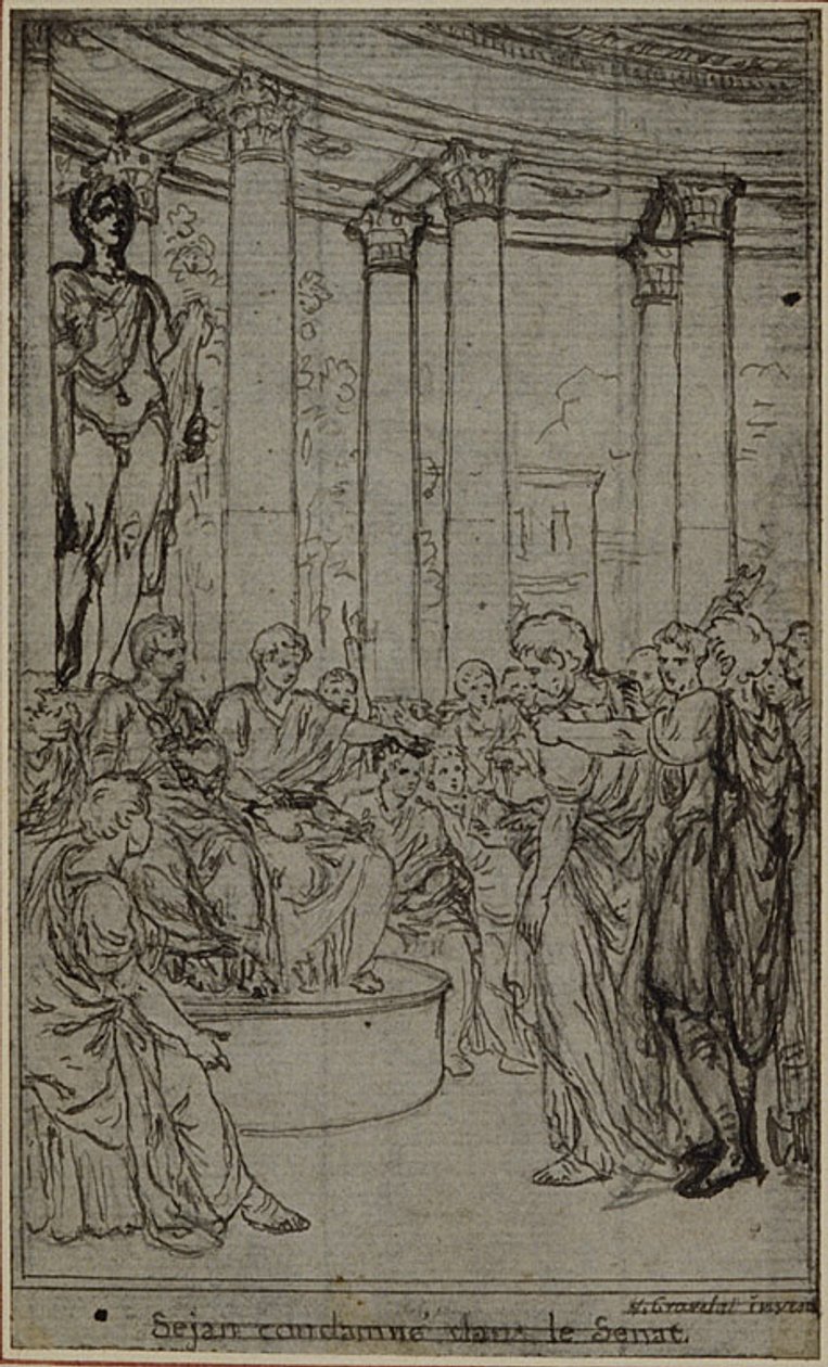 Estudo para uma ilustração em Tácito "Tiberius, or The Six First Books of the Annals", Livro V, Vol. 3, 2º Estudo de Hubert Francois Gravelot