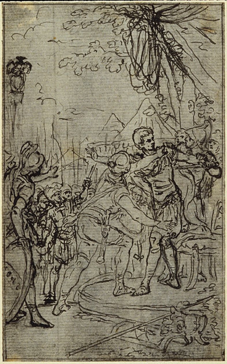 Estudo para uma ilustração em Tácito "Tiberius, or The Six First Books of the Annals" Livro I, Vol. 1, 3º Estudo de Hubert Francois Gravelot