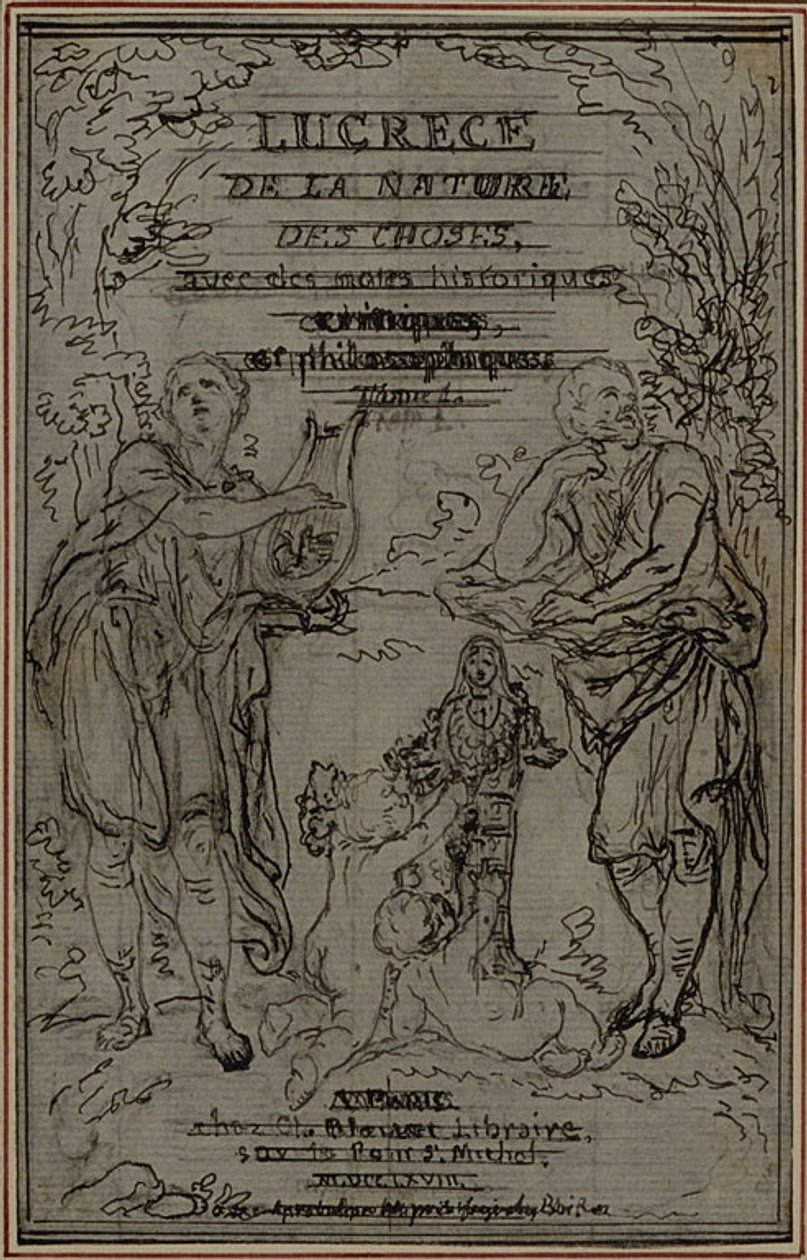 Estudo para o frontispício em vinheta do livro I de Lucrécio "De la Nature des Choses" de Hubert Francois Gravelot