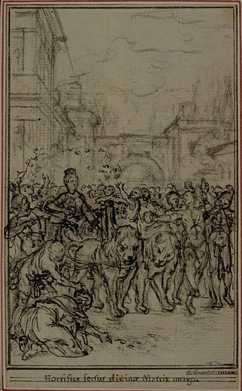 Estudo para o frontispício em vinheta do livro II de Lucrécio "De la Nature des Choses" de Hubert Francois Gravelot
