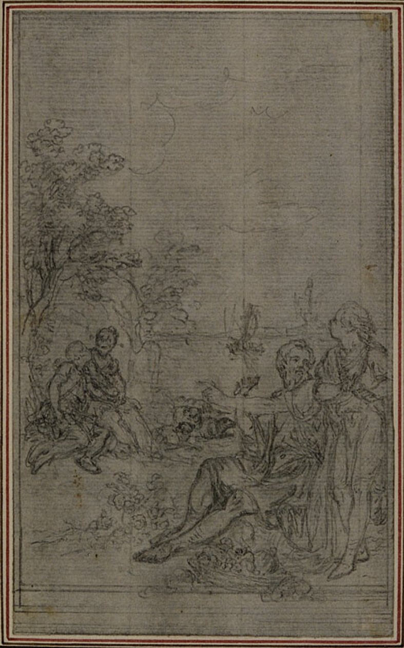 Estudo para a vinheta de "De la Nature des Choses" de Lucrécio, Vol. II, Livro IV de Hubert Francois Gravelot