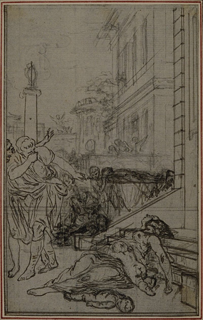 Estudo para a vinheta de "De la Nature des Choses" de Lucrécio, Vol. II, Livro VI de Hubert Francois Gravelot