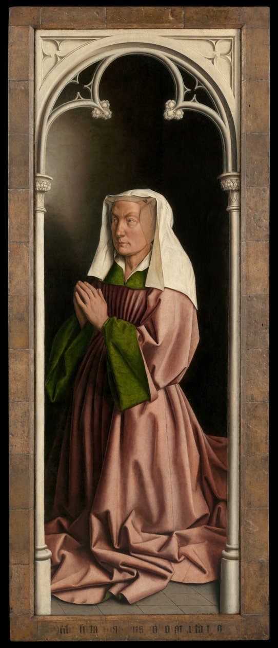 Retrato de Lysbette Borluut, painel do exterior do Altar de Gand de Hubert & Jan van (1390 1441) Eyck