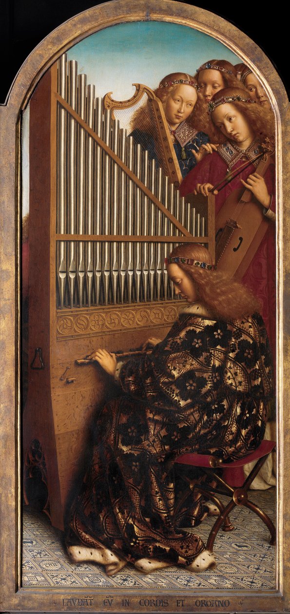 Músicos anjos com Santa Cecília, do Altar de Gand de Hubert & Jan van (1390 1441) Eyck