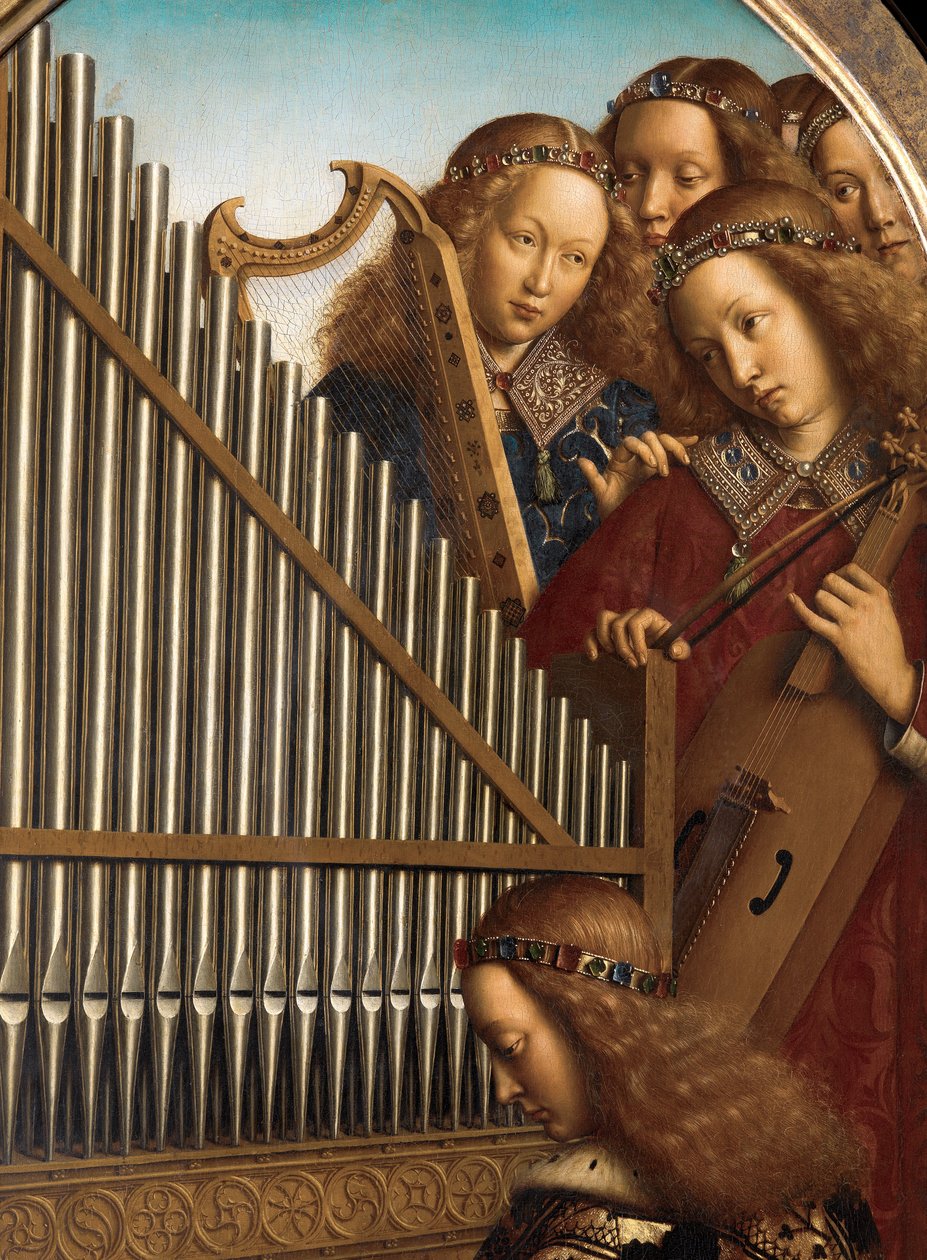Músicos anjos com Santa Cecília, do Altar de Gand de Hubert & Jan van (1390 1441) Eyck