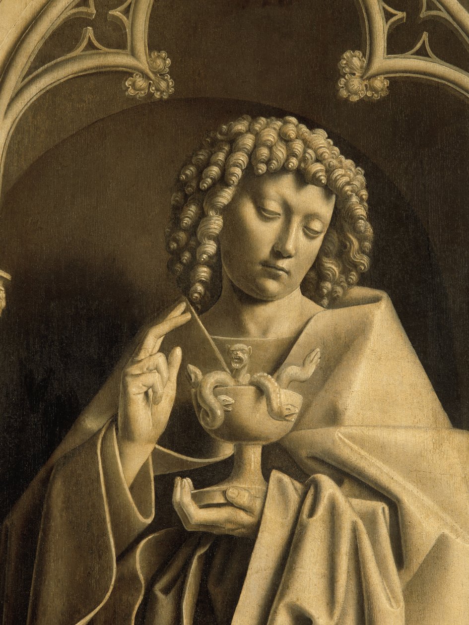 João Apóstolo, detalhe do Altar de Gand, fechado (óleo sobre painel) de Hubert & Jan van (1390 1441) Eyck