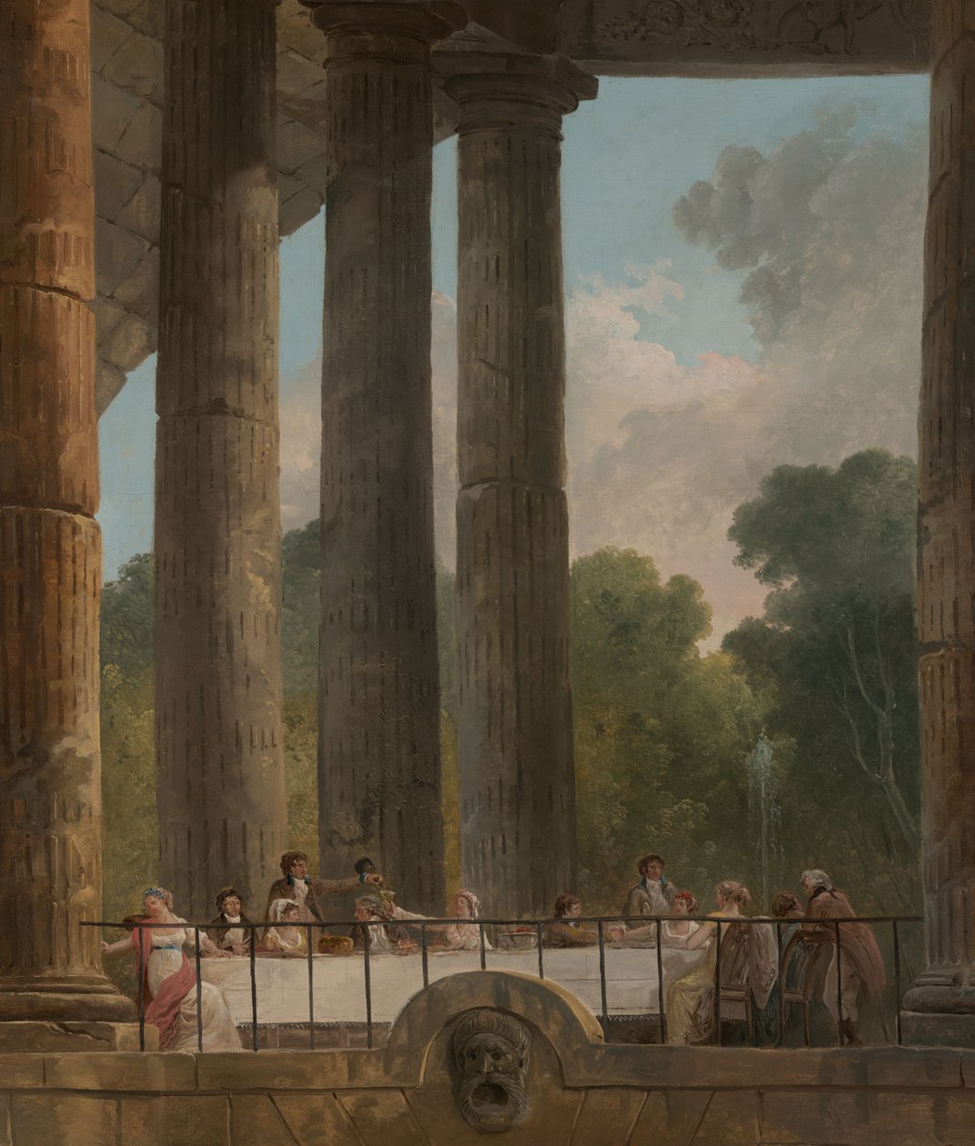 Um banquete nas ruínas de um templo de Hubert Robert