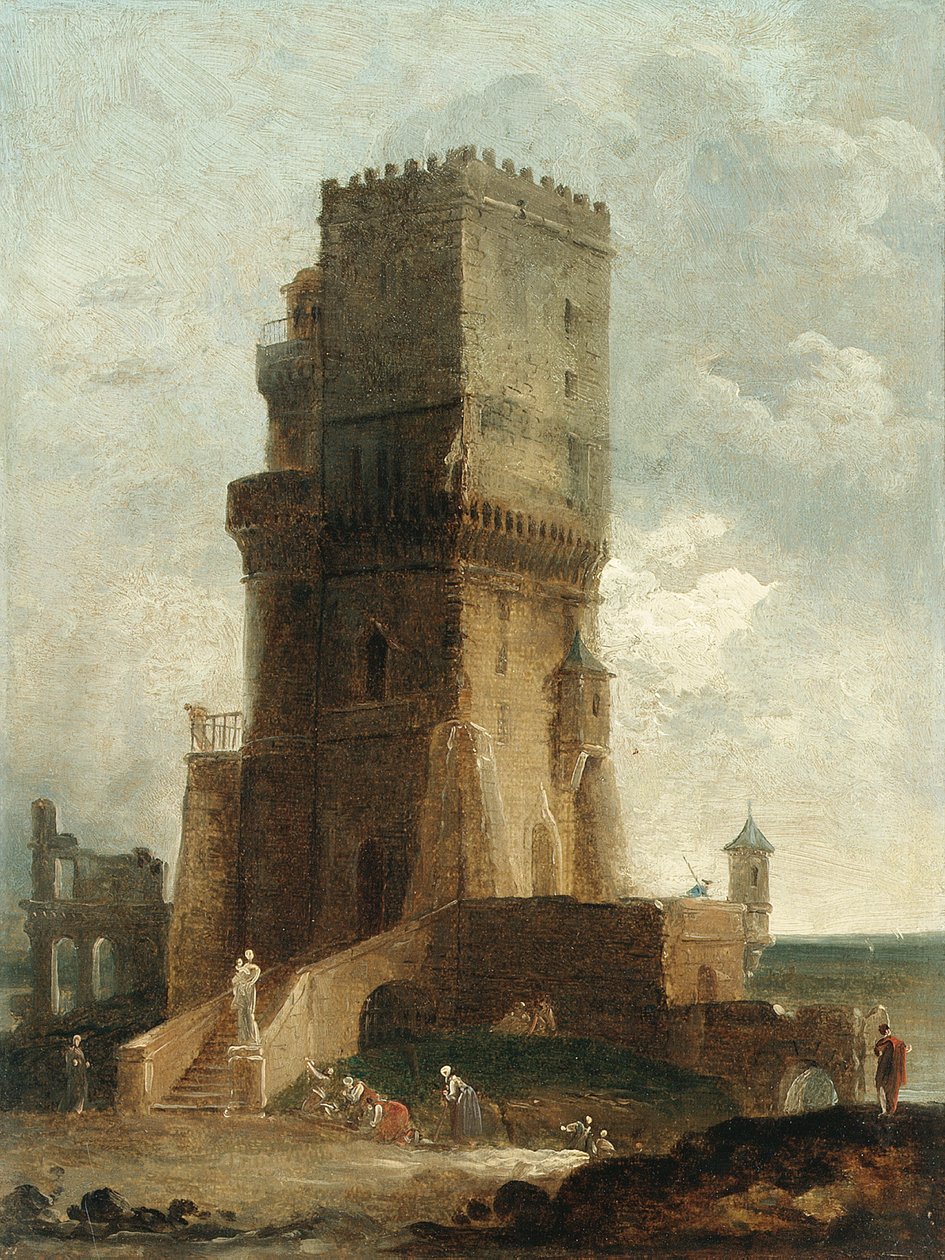 Um Capriccio da Torre de Benevento de Hubert Robert