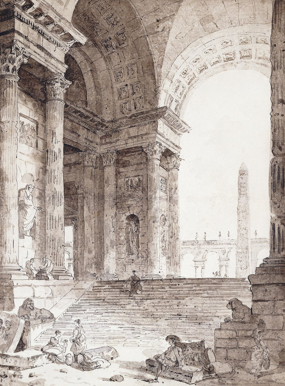 Uma arcada romana clássica, com figuras em primeiro plano, 1759 de Hubert Robert