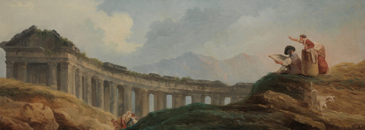 Uma colunata em ruínas. de Hubert Robert