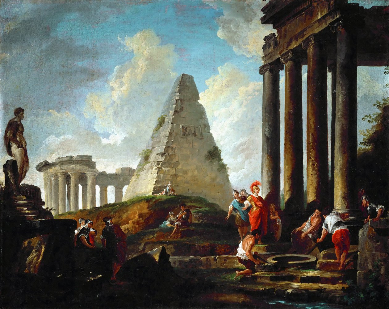 Alexandre, o Grande, Antes do Túmulo de Aquiles de Hubert Robert