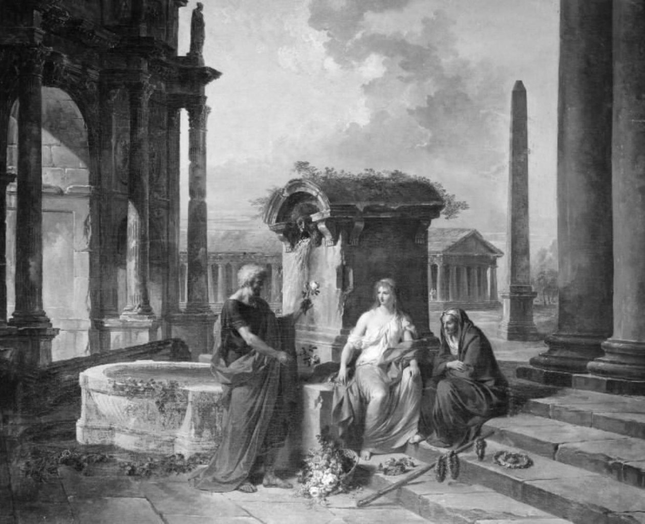 Arquitetura com figuras de Hubert Robert