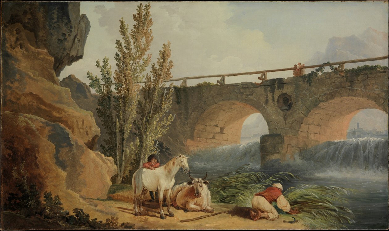 Ponte sobre uma cascata de Hubert Robert
