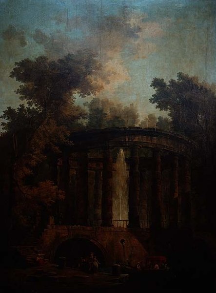Capriccio de uma Fonte em Colonnade Circular de Hubert Robert