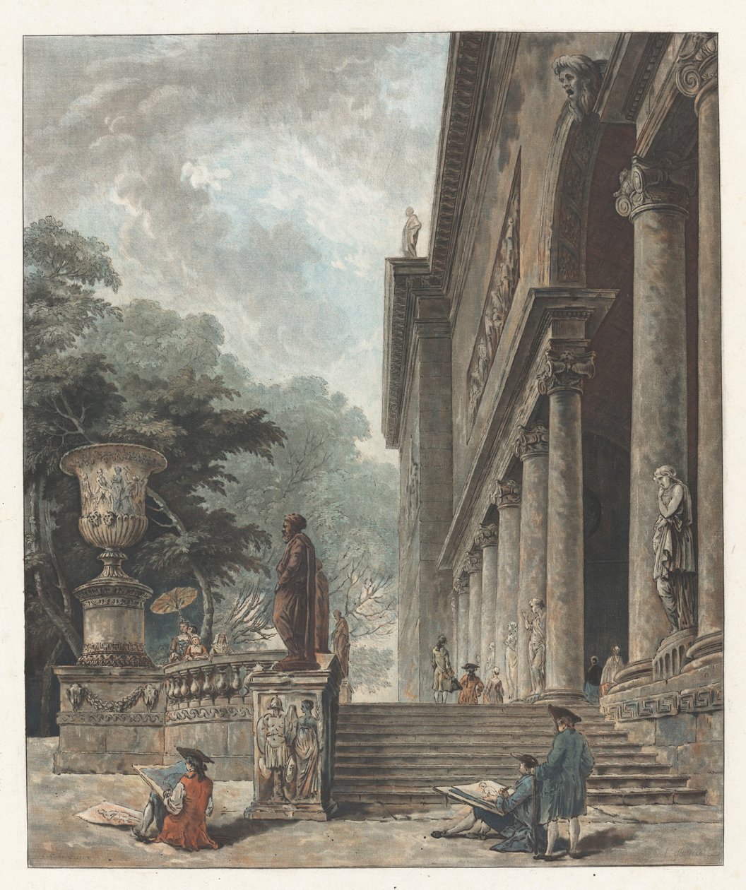 Colunata e jardins do Palazzo Medici de Hubert Robert