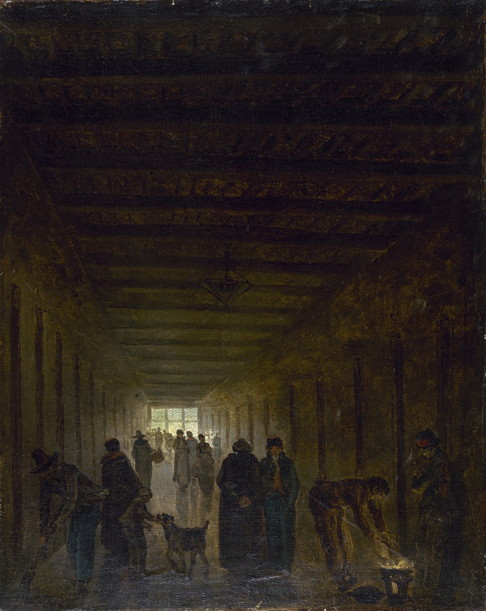 Corredor da Prisão de Saint-Lazare, c. 1793. de Hubert Robert