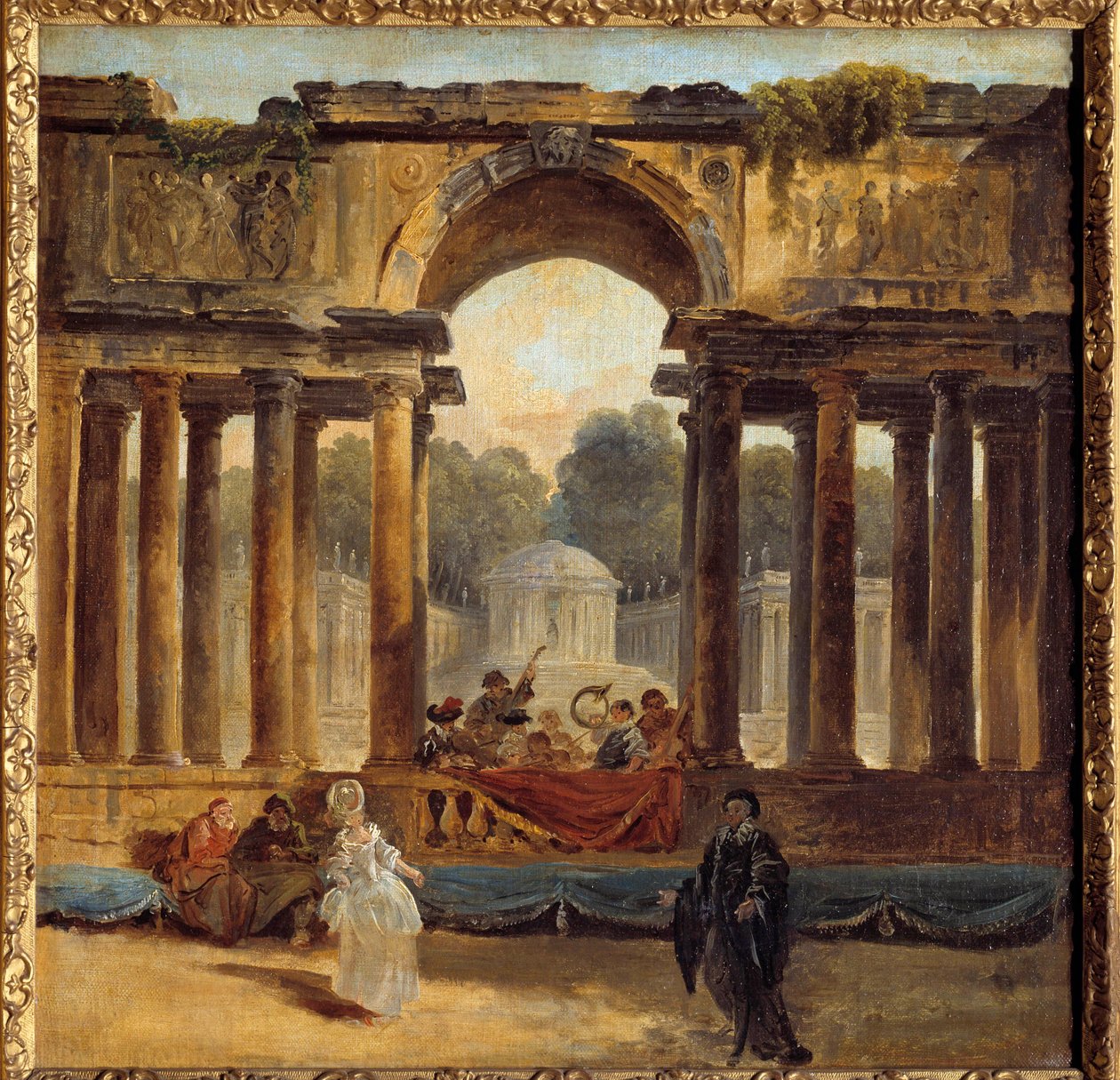 Dança e Concerto num Parque Pintura de Hubert Robert (1733-1808) Amiens do século XVIII, Musee de Picardie de Hubert Robert