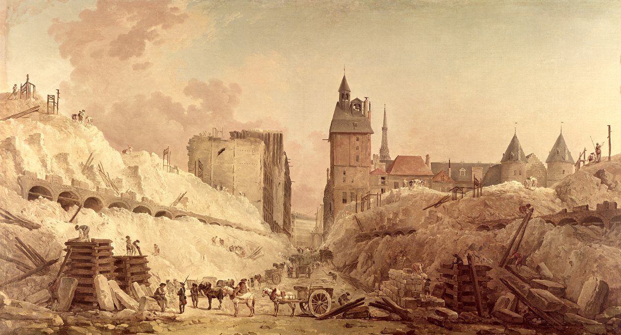 Demolição das Casas na Pont au Change em 1788 de Hubert Robert