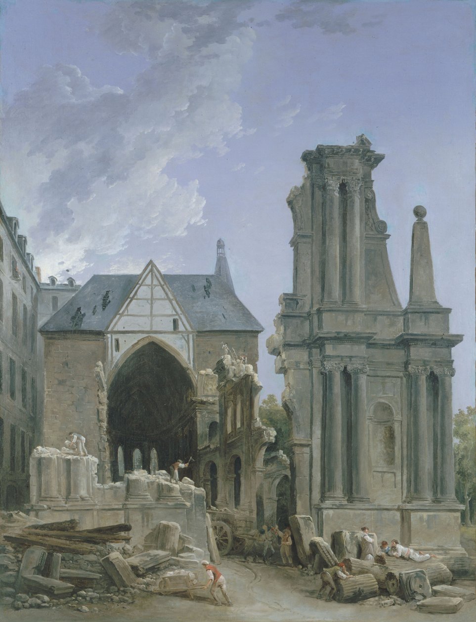 Demolição da igreja dos Feuillants na Rue Saint Honore, c.1804 (óleo sobre tela) de Hubert Robert