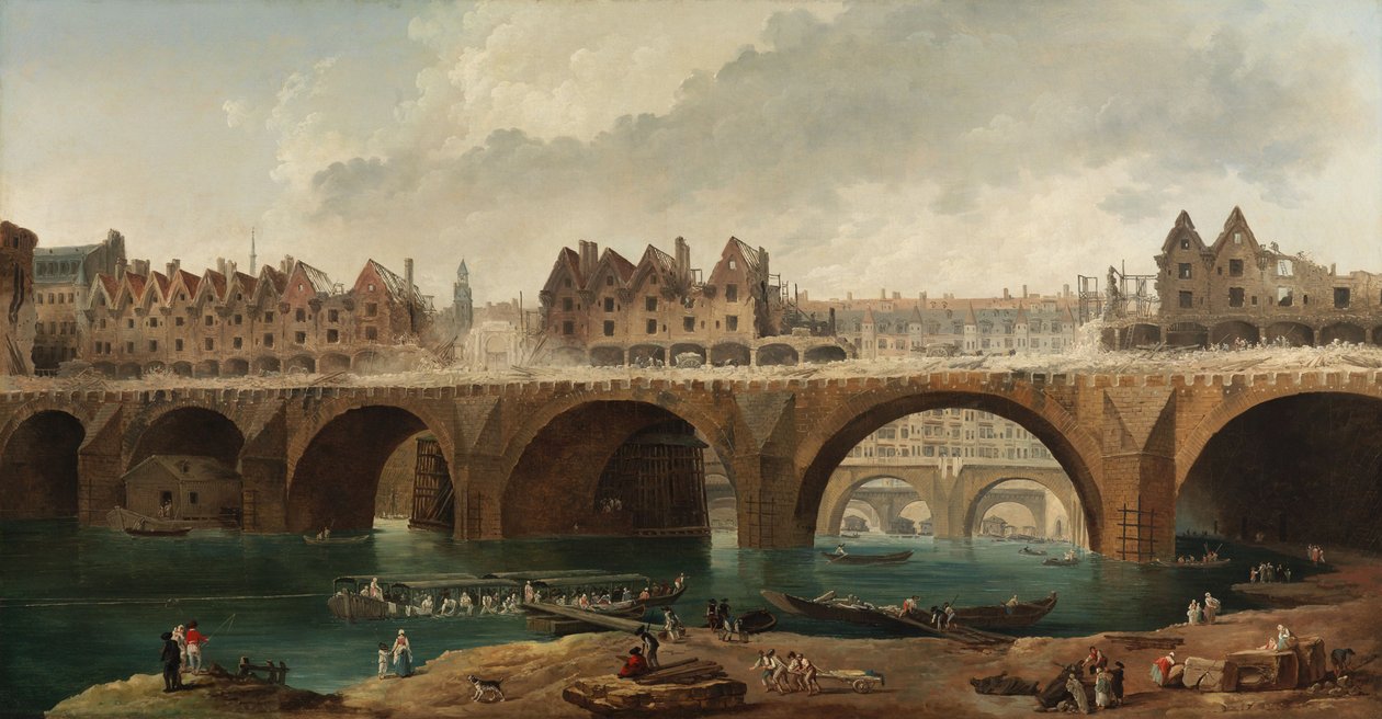 A demolição das casas na Pont Notre-Dame em Paris de Hubert Robert